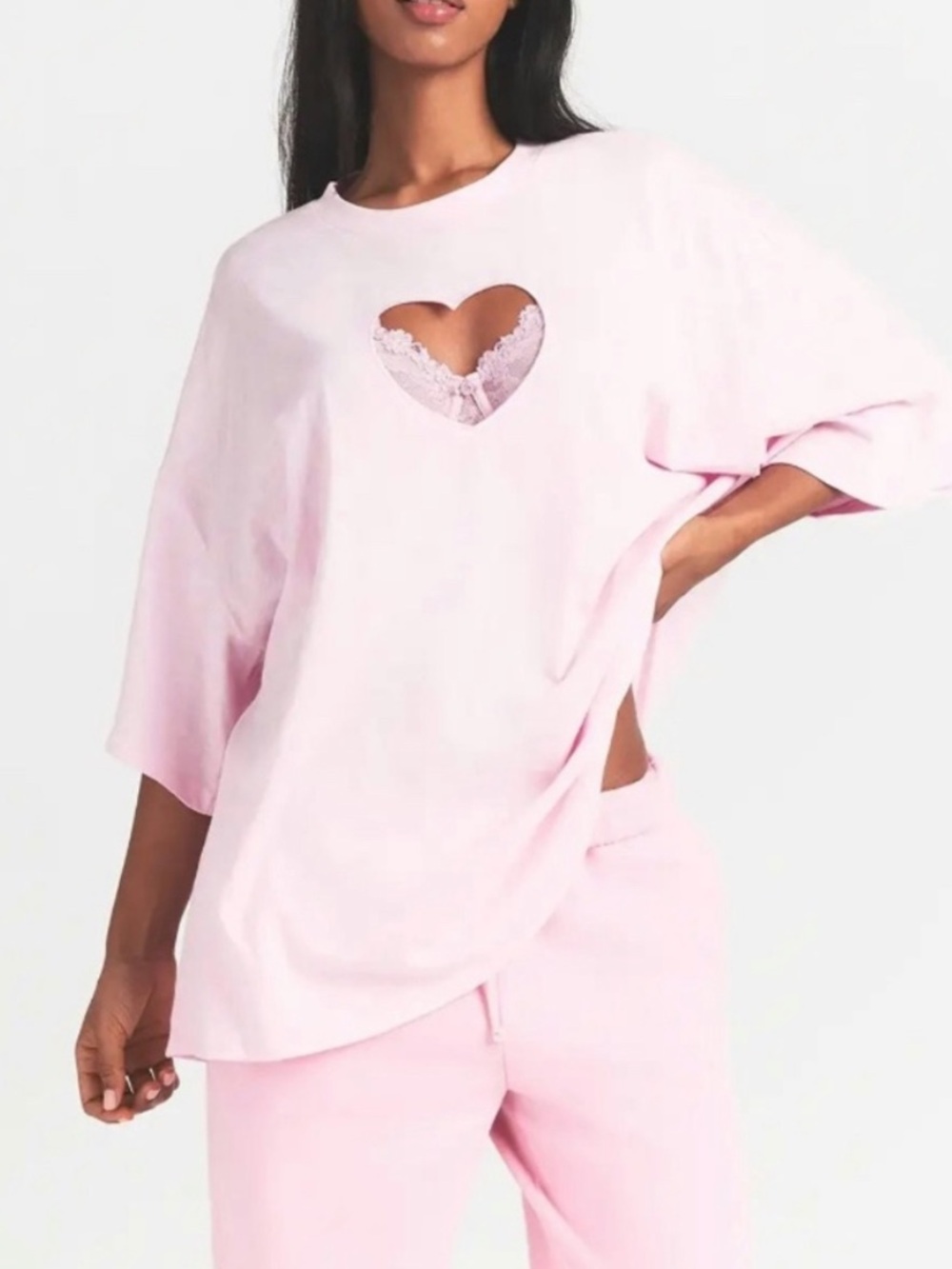 NWT SKIMS Tee with Heart Cutout